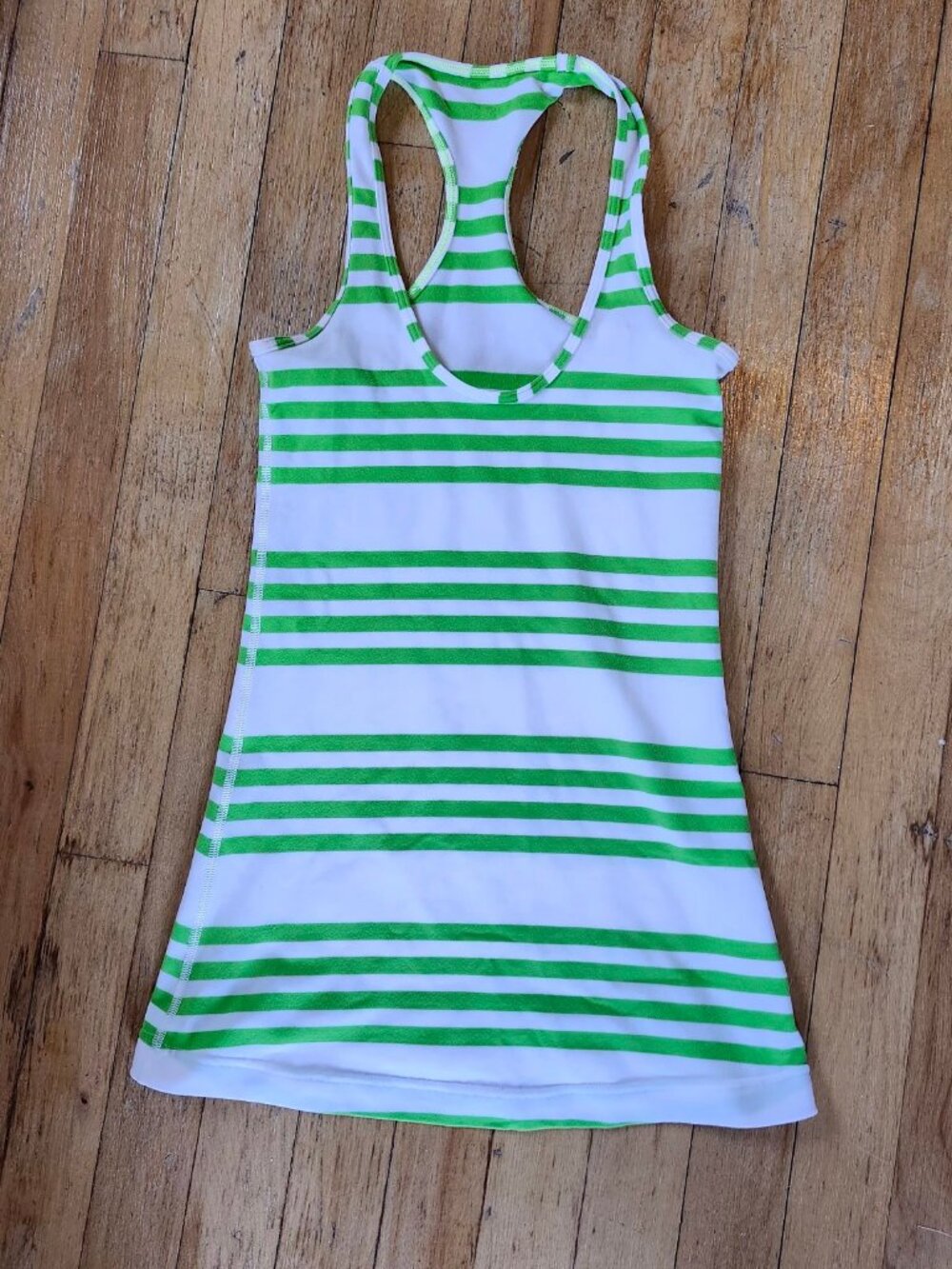 Lululemon Cool Racerback Tank Top Ocean Stripe Frond Green White Size 0